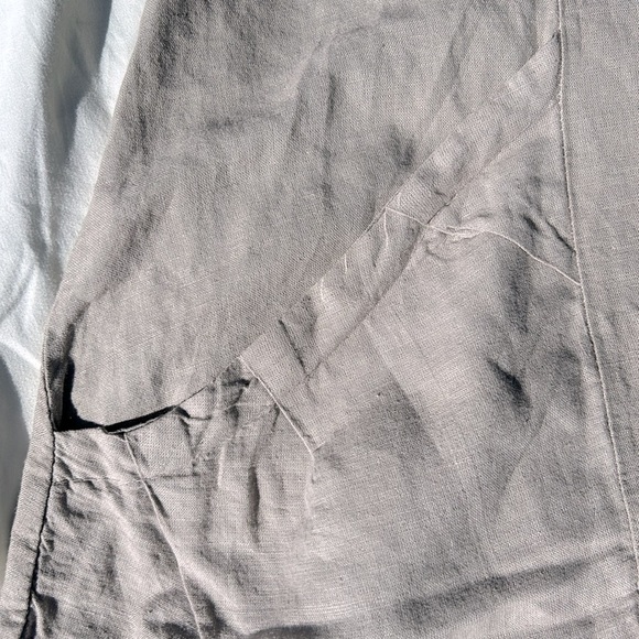 VASNA Italian LINEN Lagenlook Oversized POCKETS Utility Dress Khaki/Taupe M - Picture 11 of 12